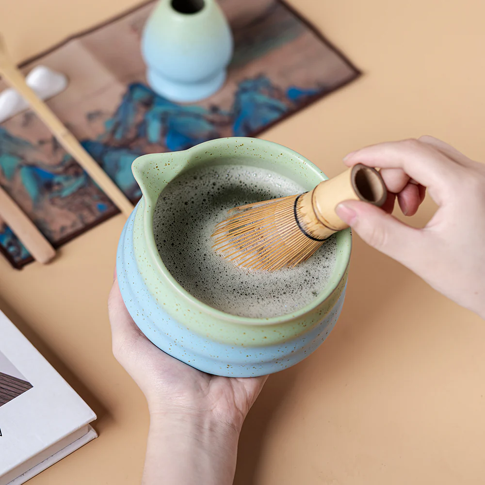 Japanese Gradient Green & Blue Matcha Tea Set - Image 4