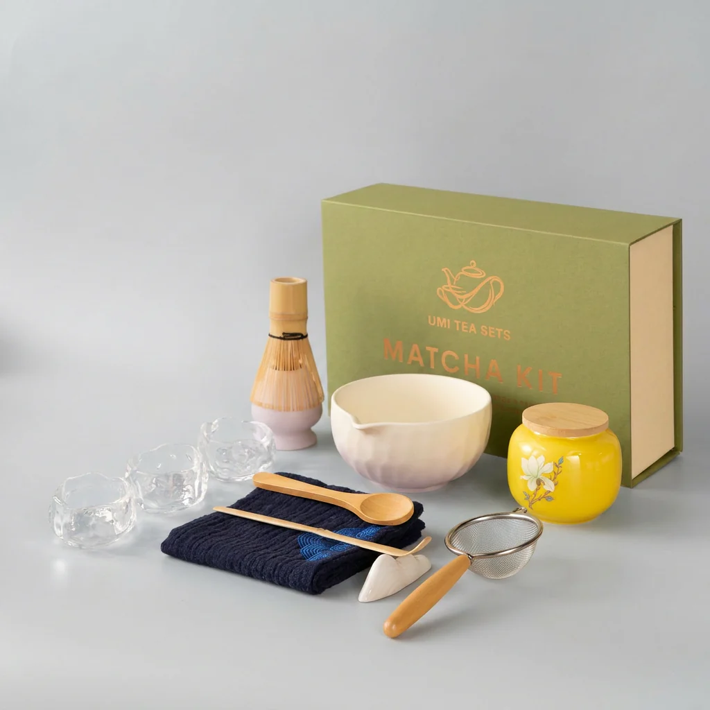 Japanese Gradient Green Ceramic Matcha Tea Set - Image 3
