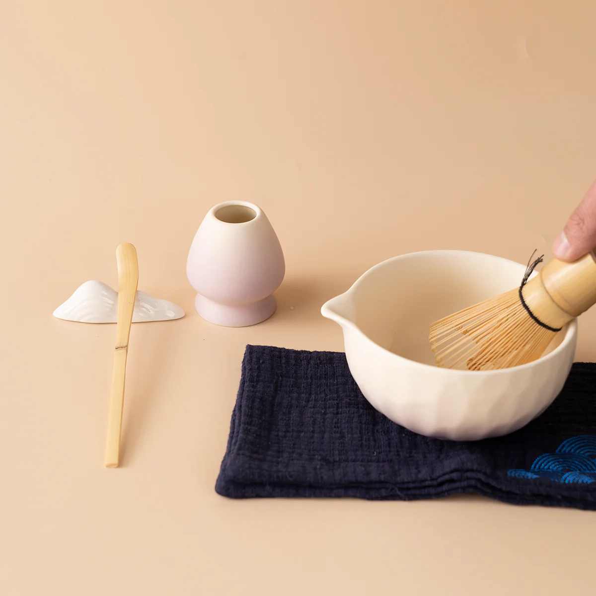 Japanese Gradient Green Ceramic Matcha Tea Set - Image 7
