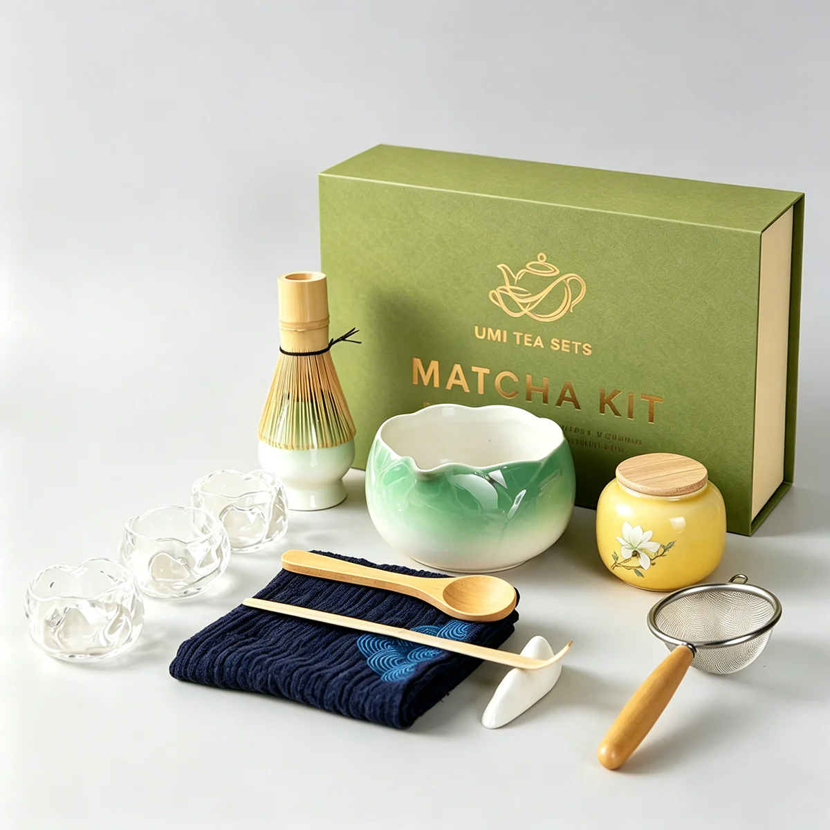 Japanese Gradient Green Matcha Tea Set - Image 2