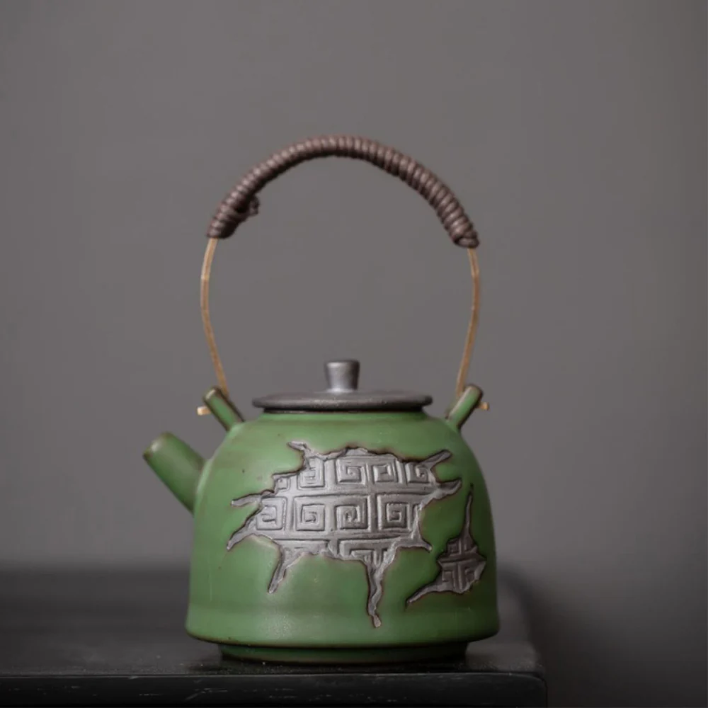 Japanese Green Pottery Tea Set - Image 4