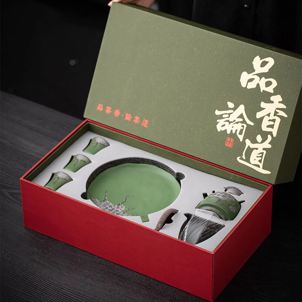 Japanese Green Pottery Tea Set - Image 5