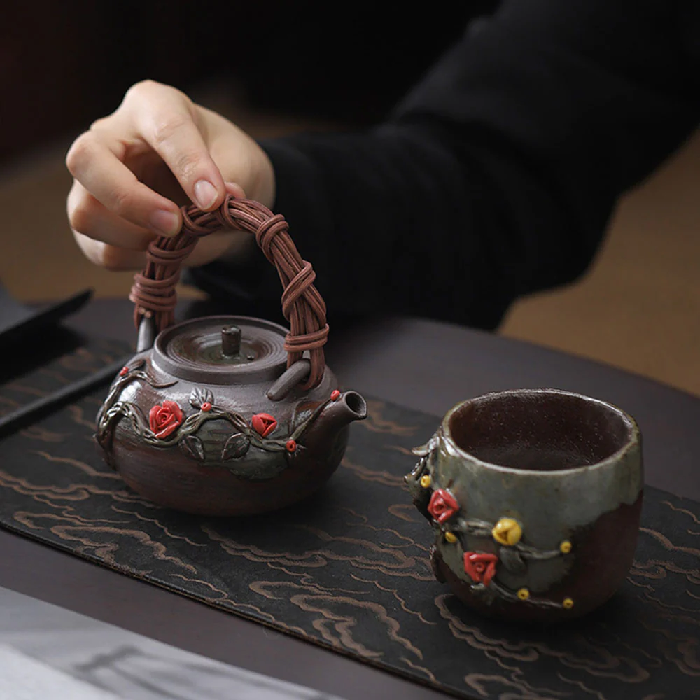 Japanese Handmade Rattan Weaving Teapot - Image 5