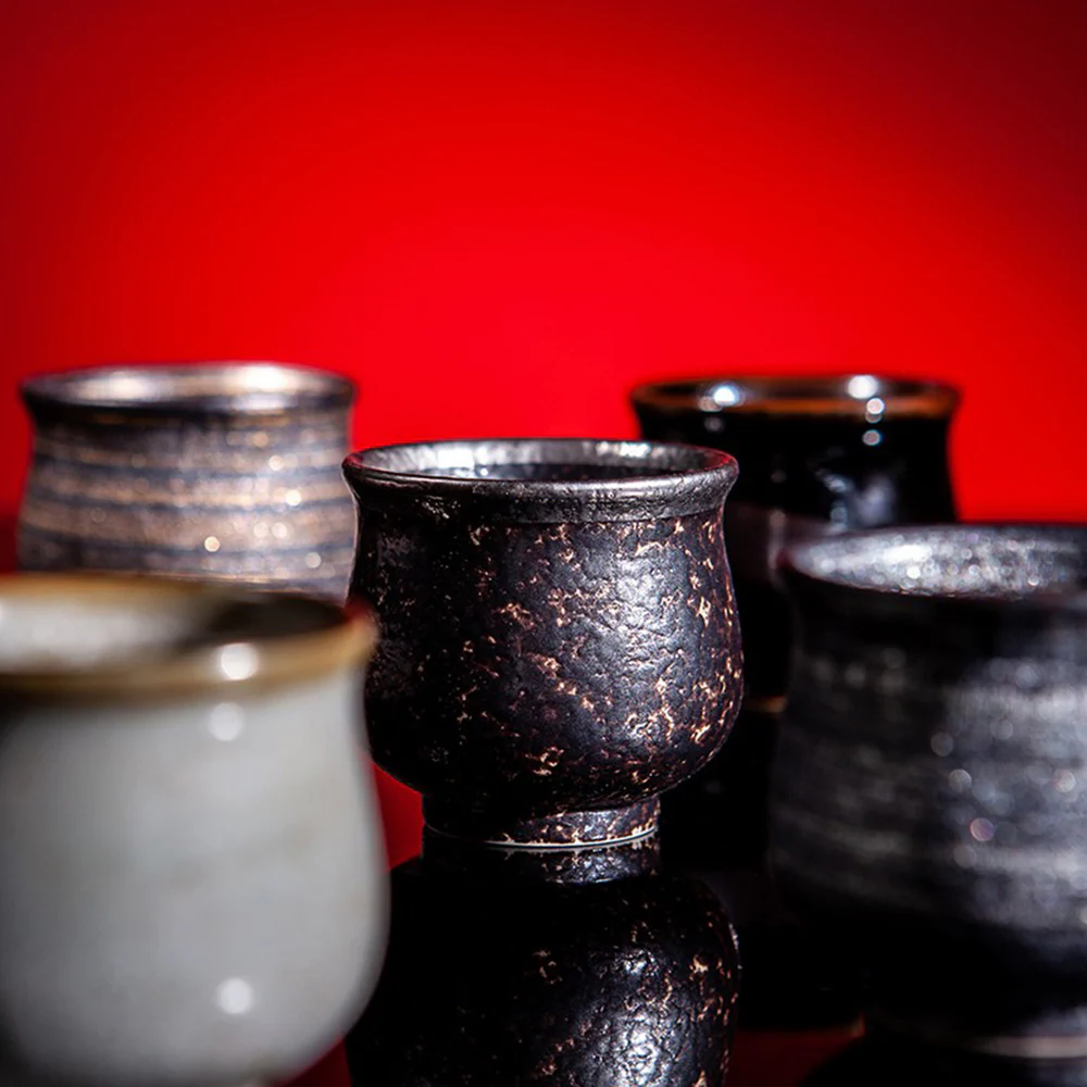 Japanese Hasami Ware Tianmoku Tea Cup Set of Six - Image 3