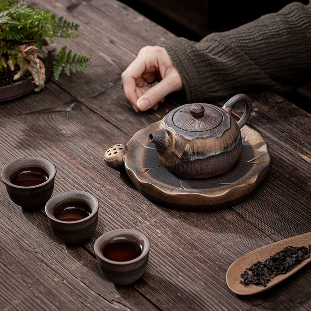 Japanese Iron Glazed Lotus Teapot - Image 6