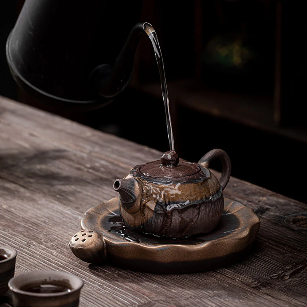 Japanese Iron Glazed Lotus Teapot - Image 8