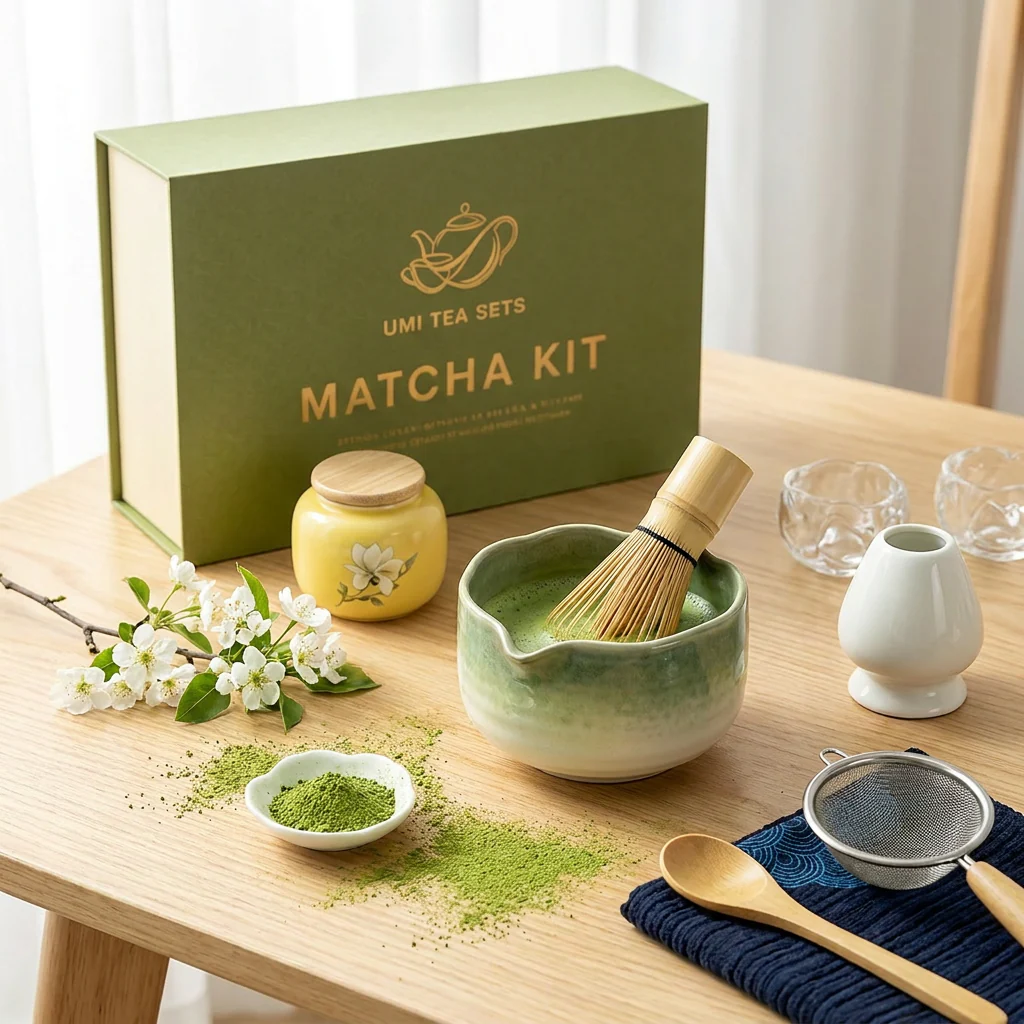 Japanese Kiln Changed Green Matcha Tea Set - Image 2