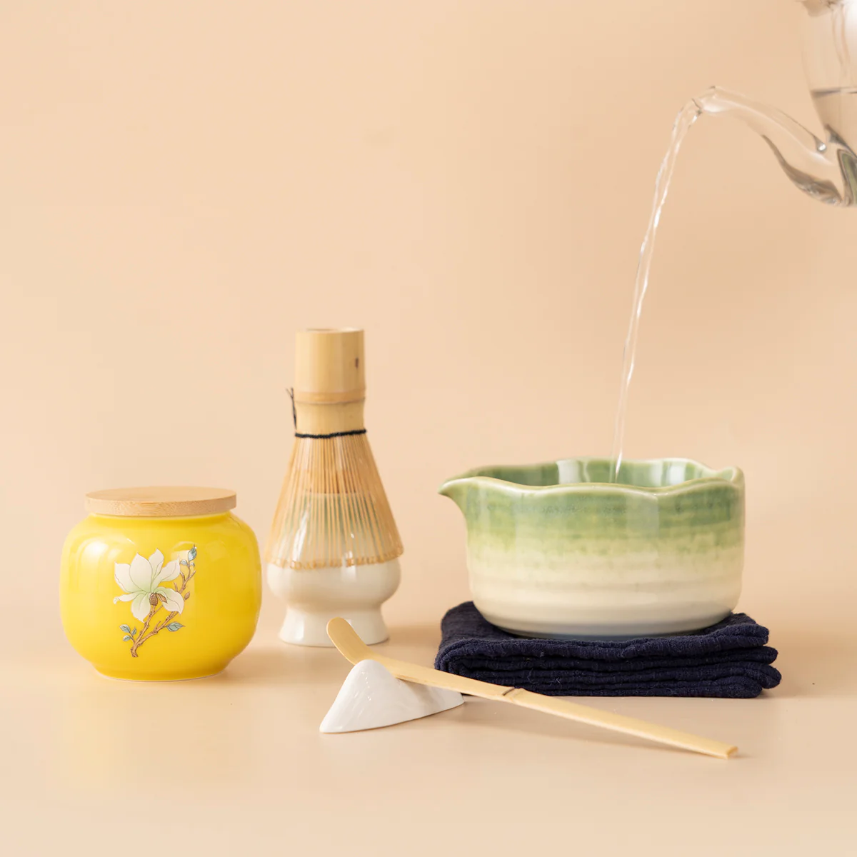 Japanese Kiln Changed Green Matcha Tea Set - Image 4