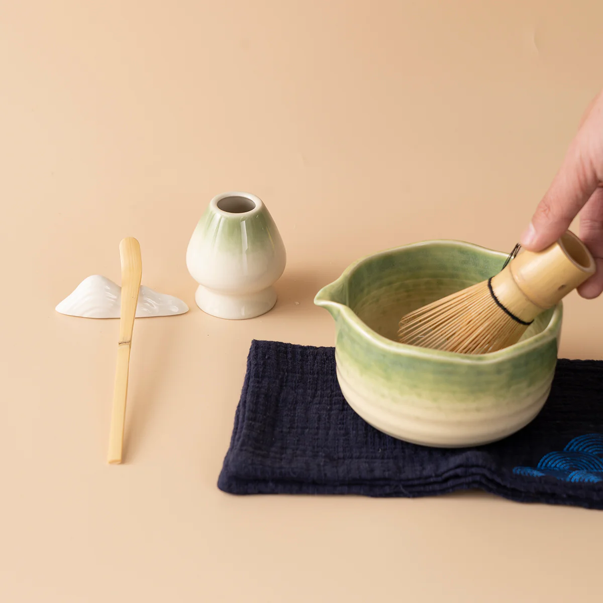 Japanese Kiln Changed Green Matcha Tea Set - Image 7