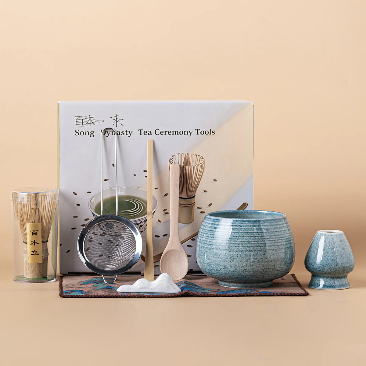 Japanese Kiln Changed Light Blue Matcha Tea Set