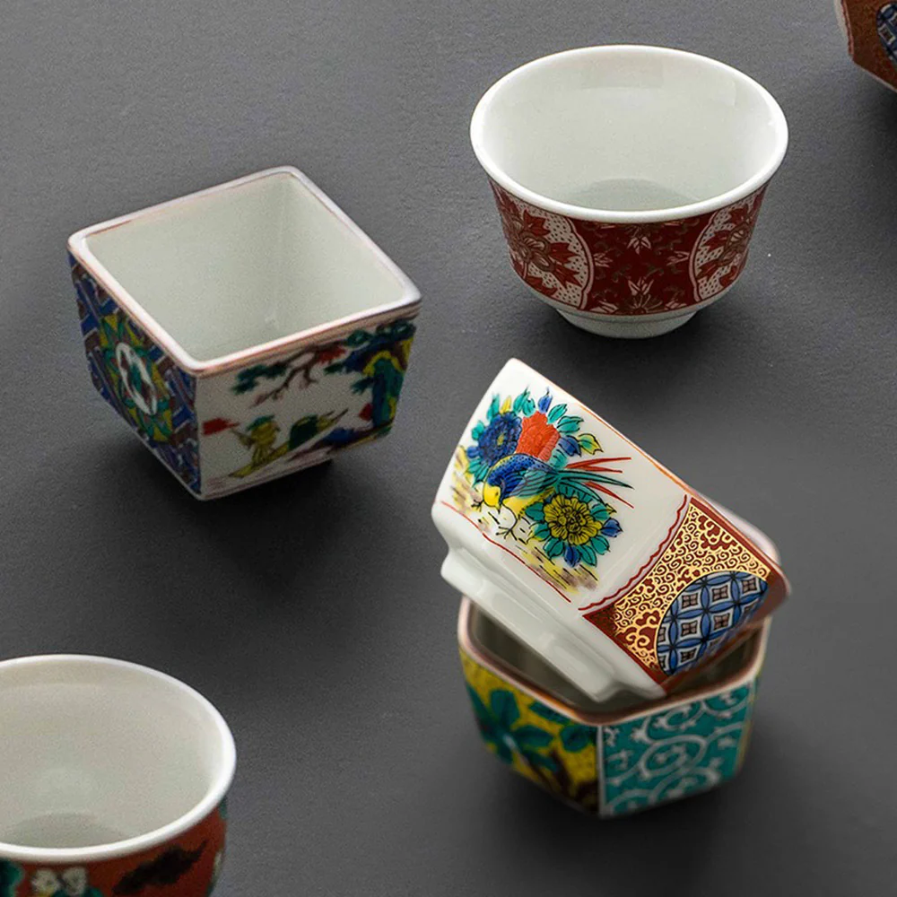 Japanese Kutani-yaki Ceramic Tea Cup Set of Six - Image 3
