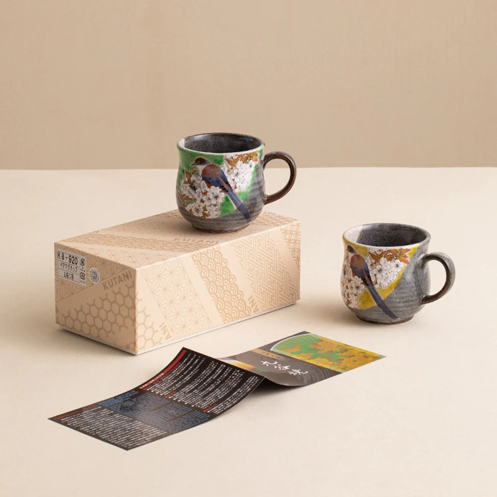 Japanese Kutani-yaki Cherry Blossoms And Birds Tea Cup