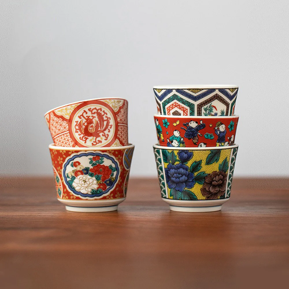 Japanese Kutani-yaki Tea Cup Set of Five - Image 2