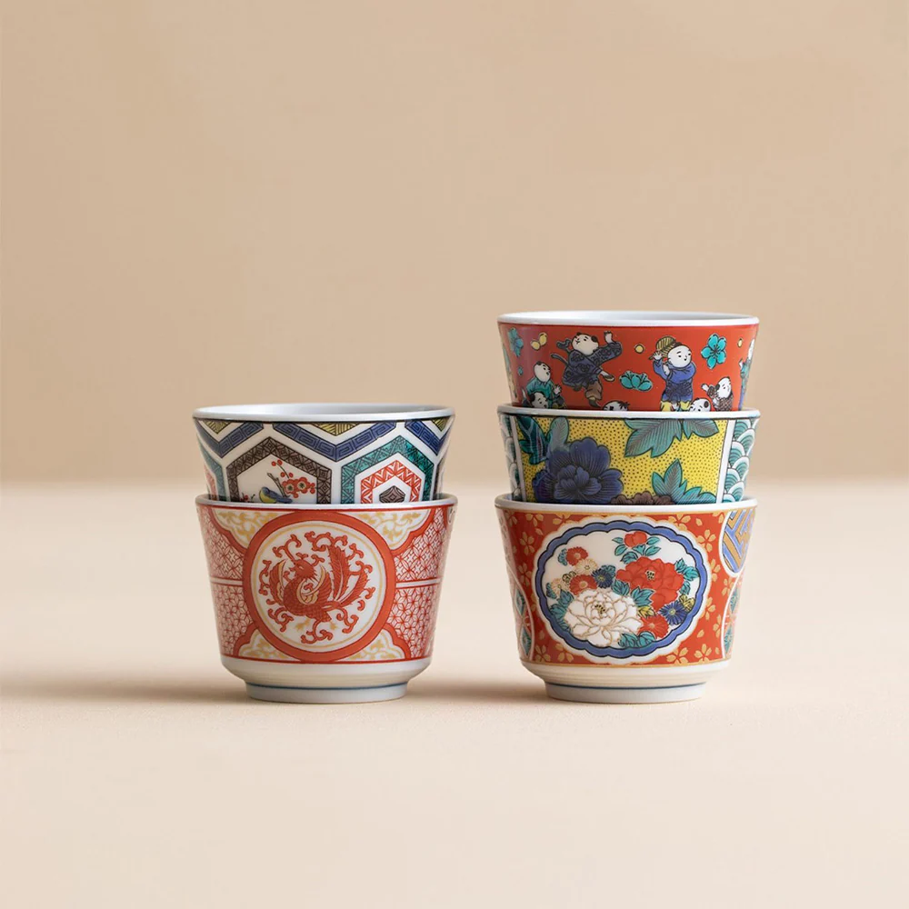 Japanese Kutani-yaki Tea Cup Set of Five - Image 3