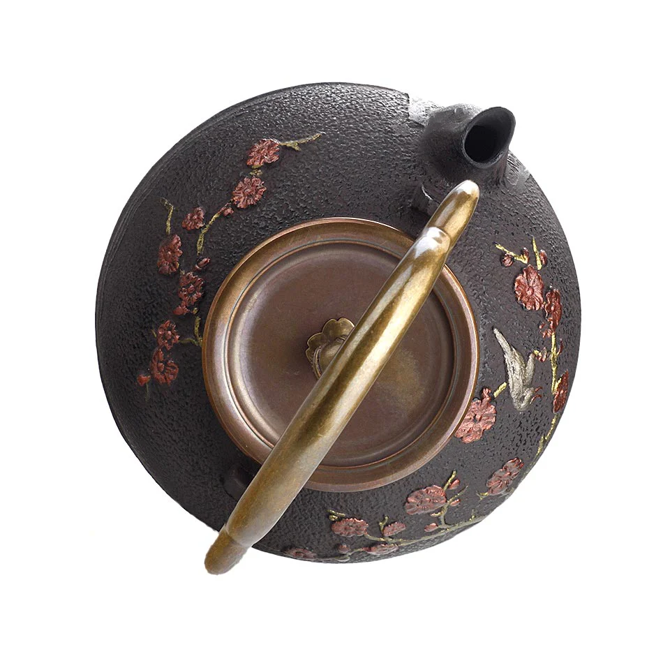 Japanese Magpie Plum Cast Iron Teapot - Image 4