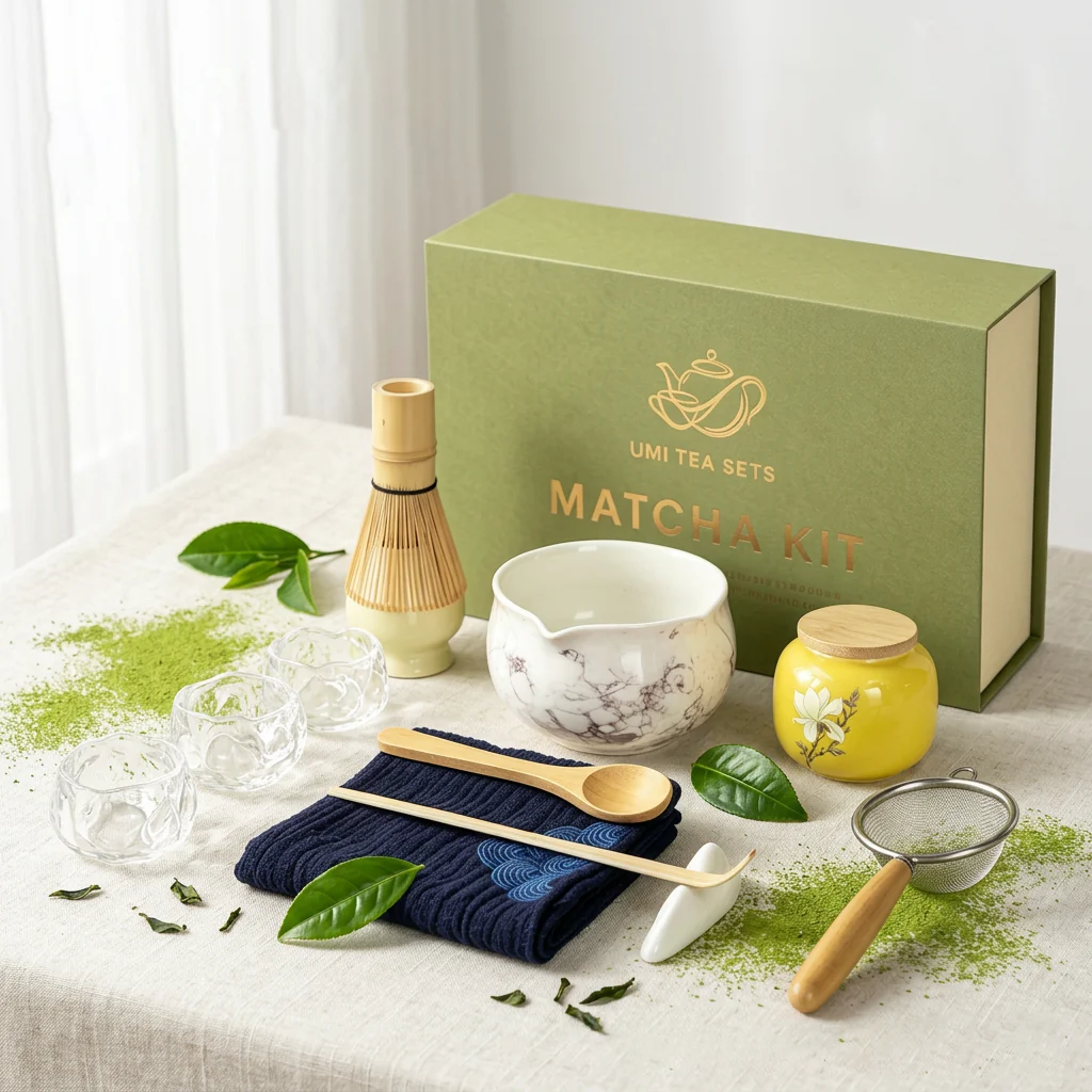 Japanese Marble-textured Ceramic Matcha Tea Set - Image 2