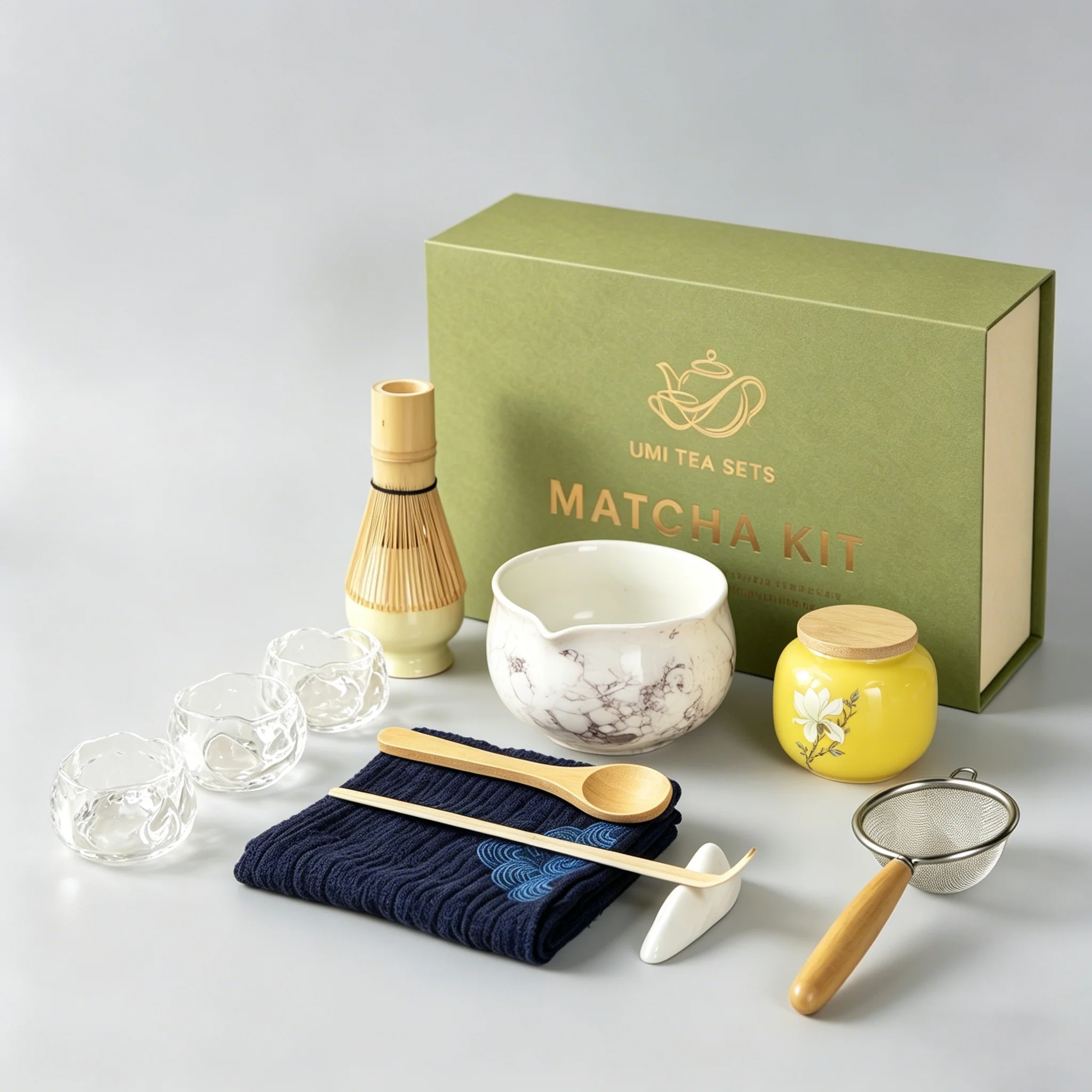 Japanese Marble-textured Ceramic Matcha Tea Set - Image 3