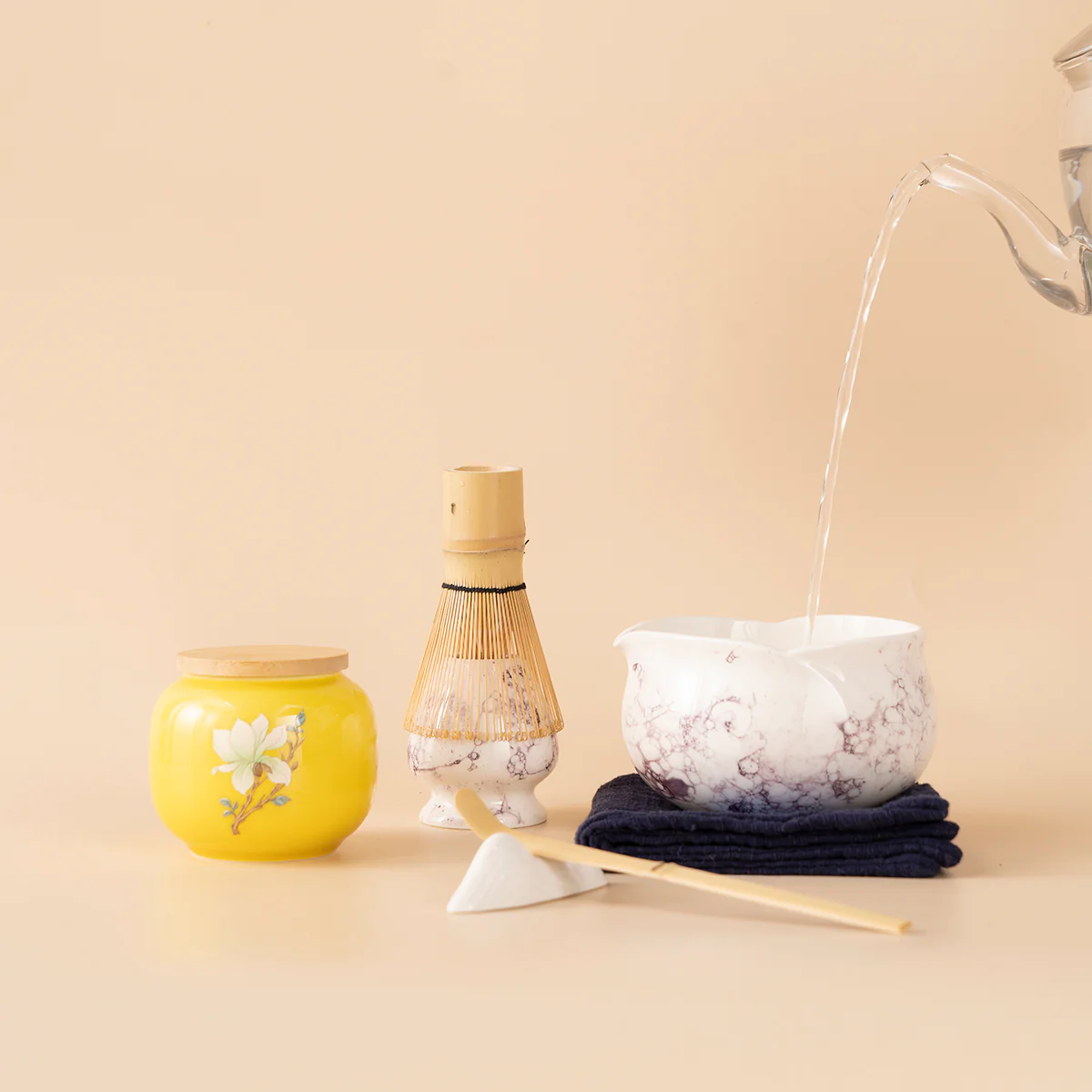 Japanese Marble-textured Ceramic Matcha Tea Set - Image 5