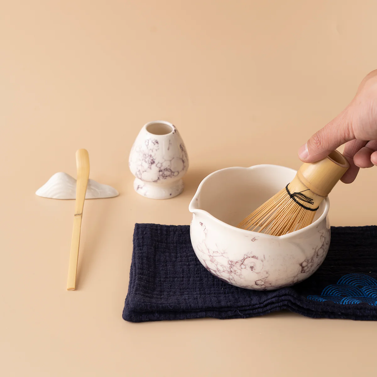 Japanese Marble-textured Ceramic Matcha Tea Set - Image 6