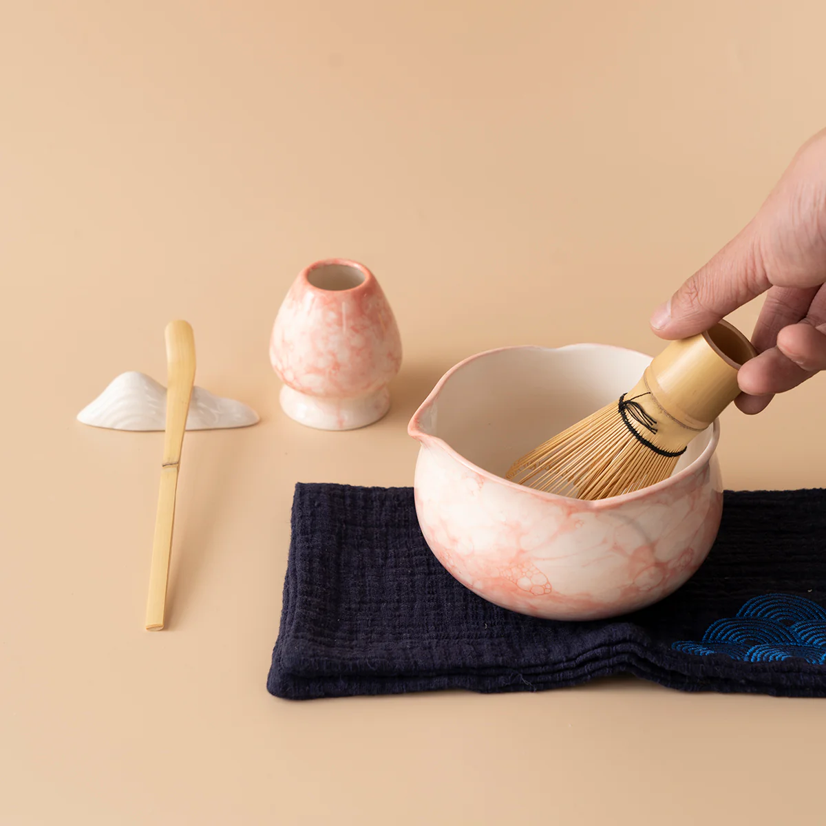 Japanese Marble-textured Ceramic Matcha Tea Set - Image 7