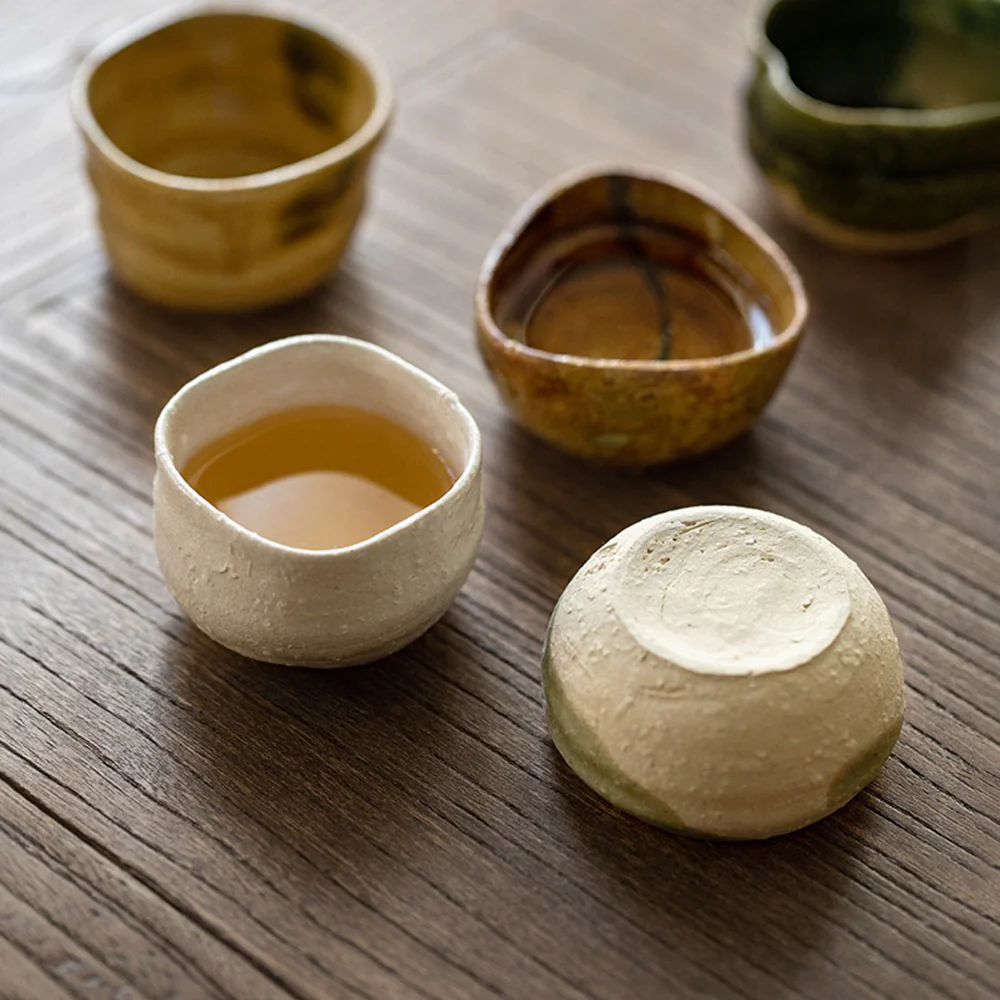 Japanese Mino-yaki Pottery Tea Cup Set of Five - Image 4