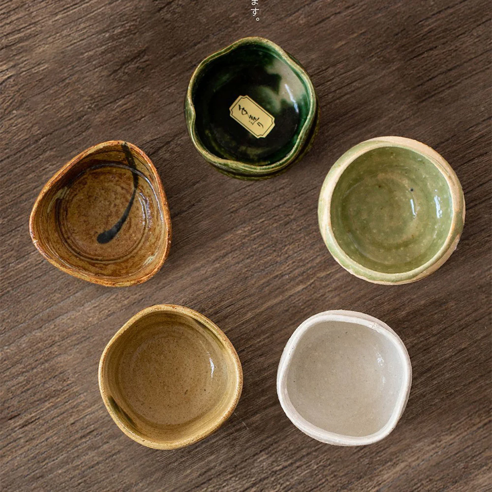 Japanese Mino-yaki Pottery Tea Cup Set of Five - Image 5