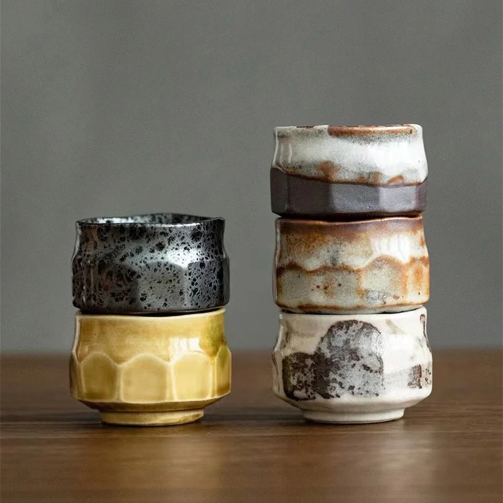 Japanese Mino-yaki Wabi-Sabi Tea Cup Set of Five - Image 2