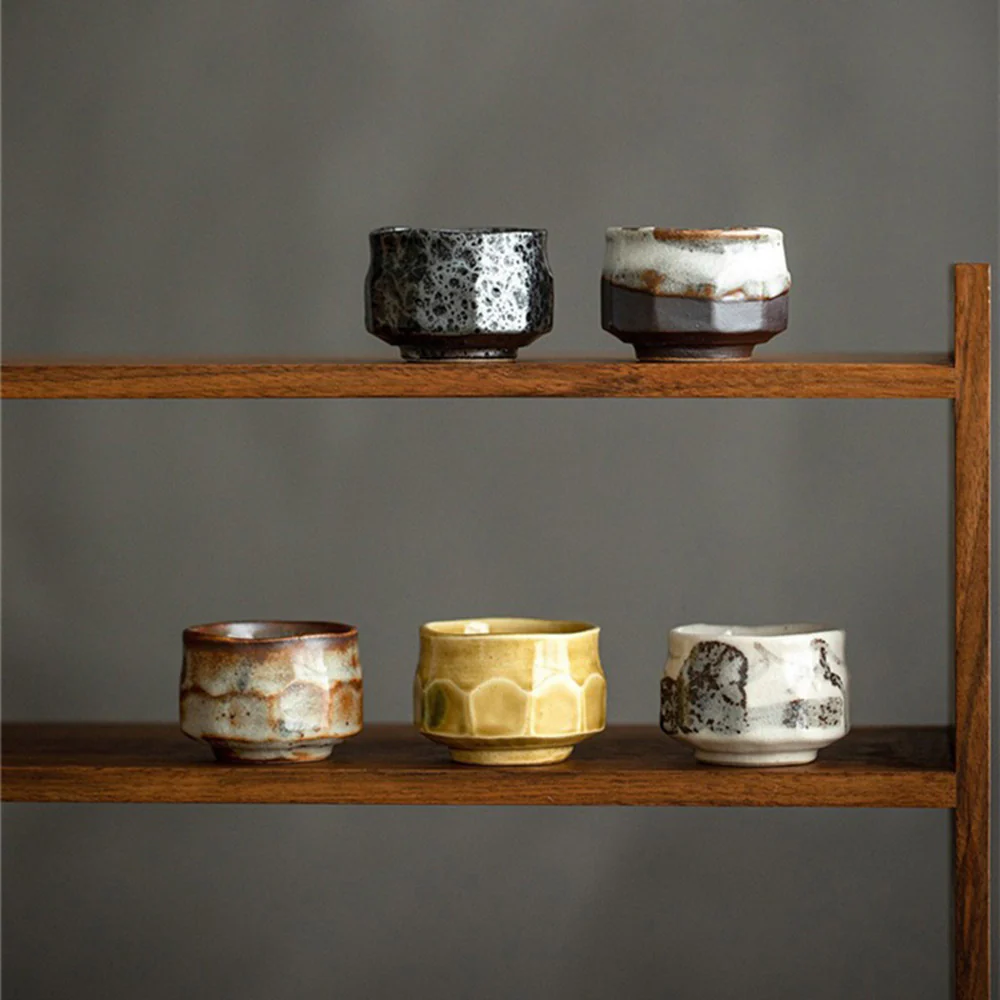 Japanese Mino-yaki Wabi-Sabi Tea Cup Set of Five - Image 4