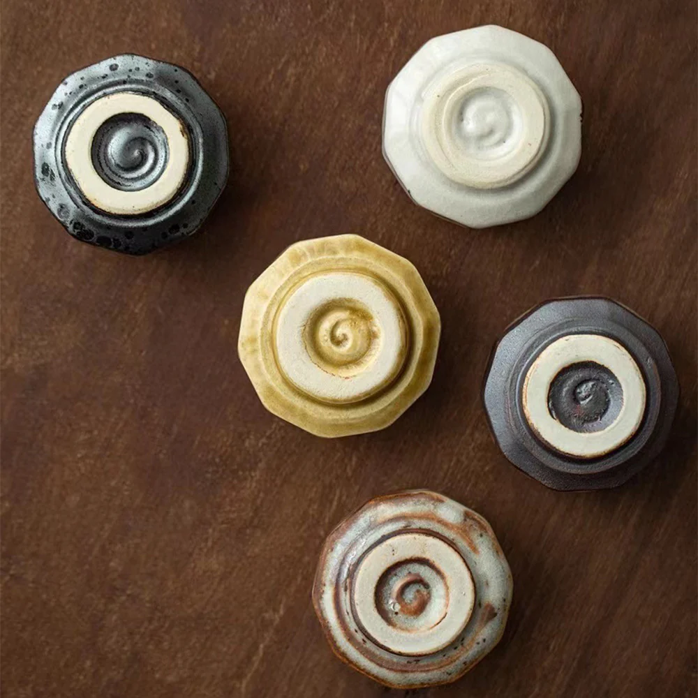 Japanese Mino-yaki Wabi-Sabi Tea Cup Set of Five - Image 5