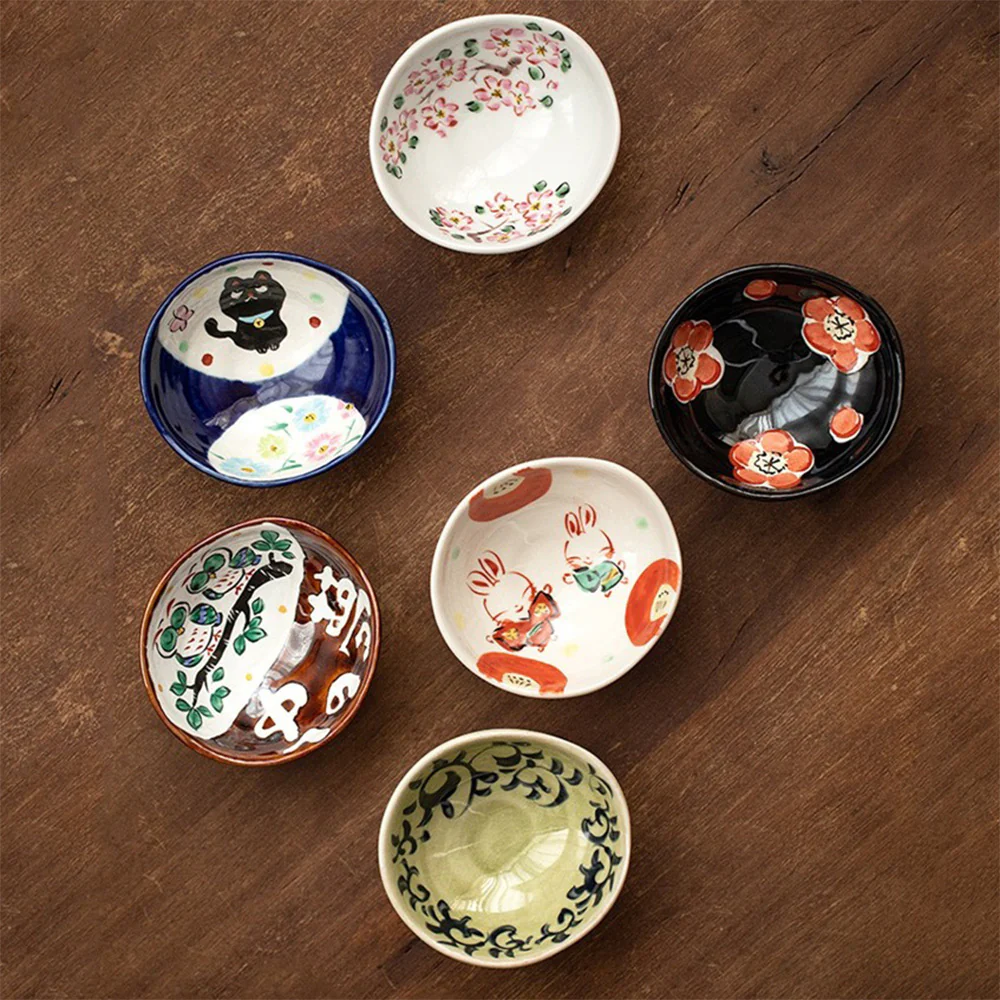 Japanese Mino-yaki Yudachi Kiln Mini Bowl Set of Six - Image 4