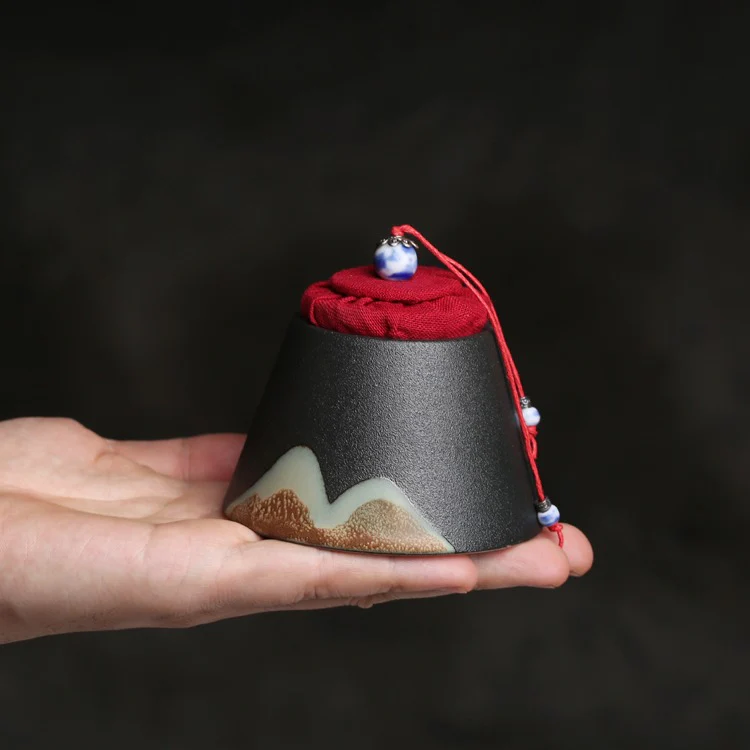 Japanese Mountain Ceramic Tea Caddy - Image 10