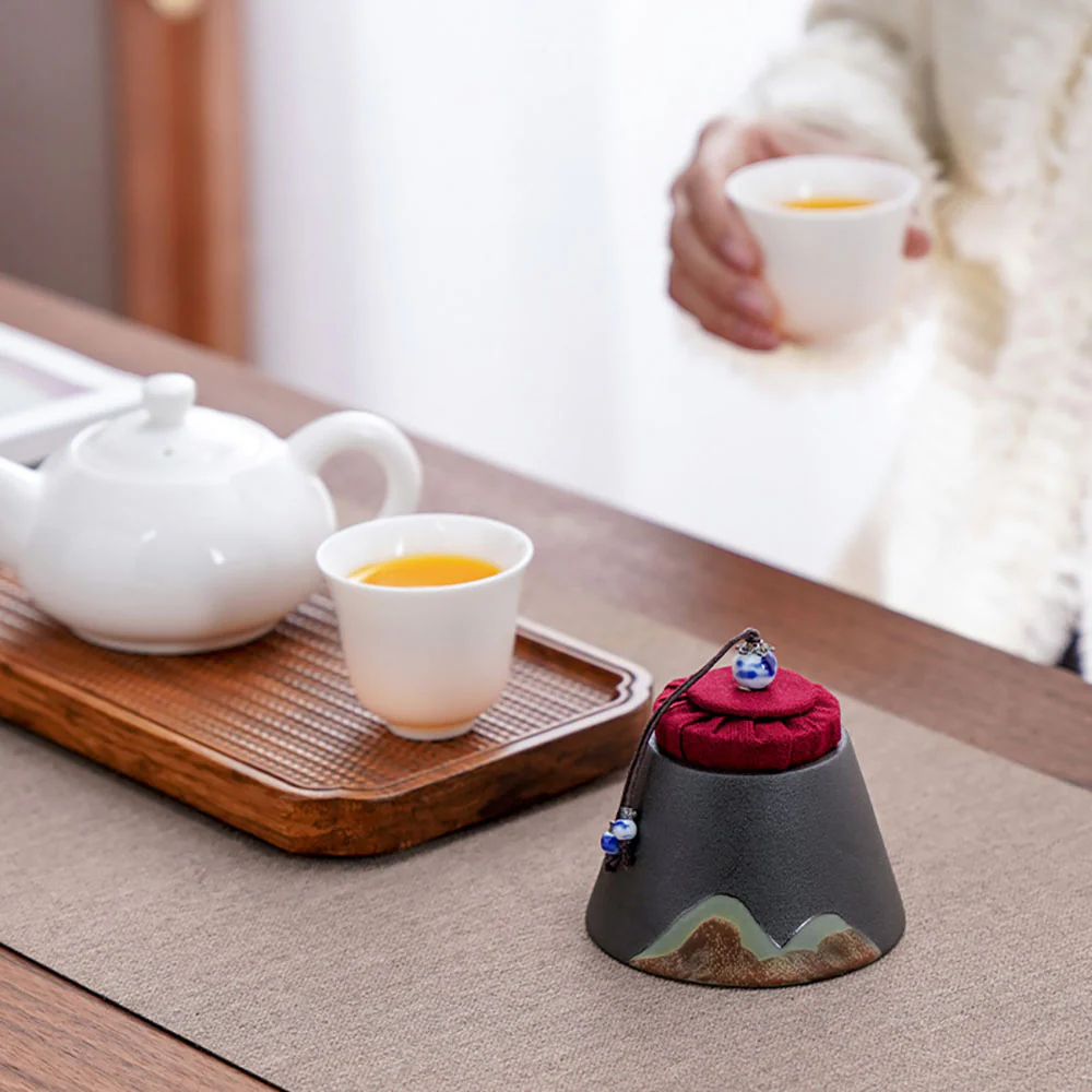 Japanese Mountain Ceramic Tea Caddy - Image 6
