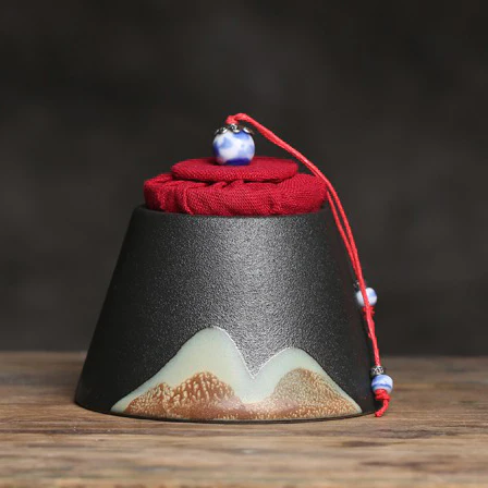 Japanese Mountain Ceramic Tea Caddy - Image 7