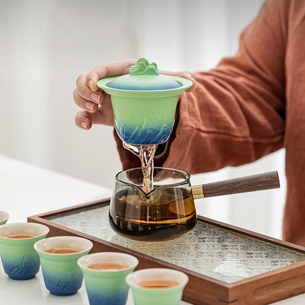 Japanese Mountains And Seas Pottery Tea Set - Image 2
