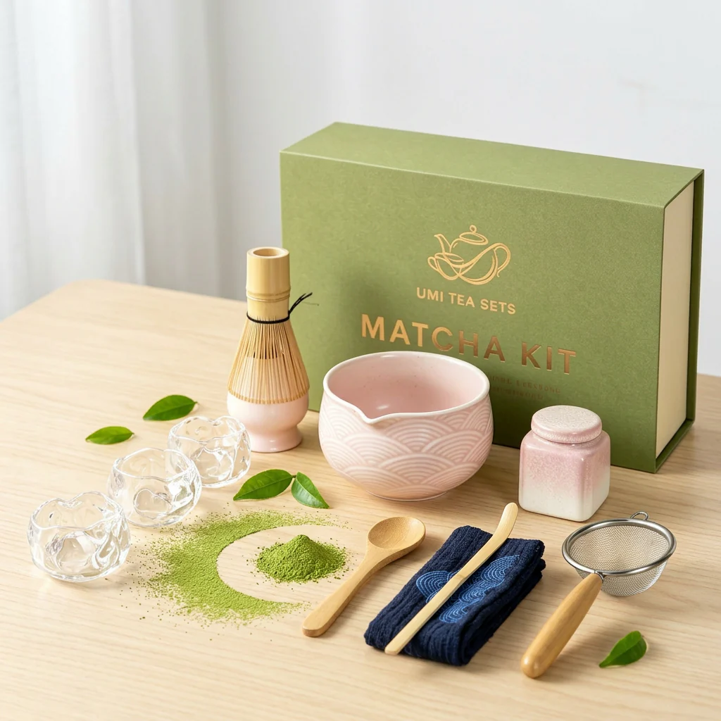 Japanese Pink Wave Ceramic Matcha Tea Set