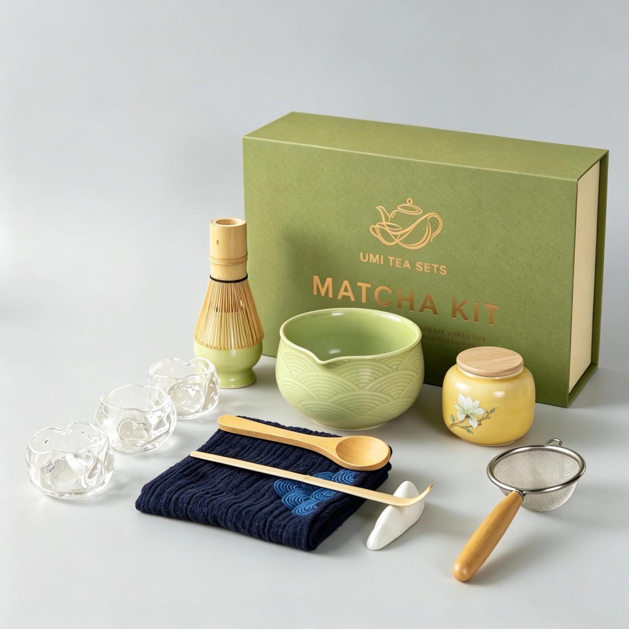 Japanese Pink Wave Ceramic Matcha Tea Set - Image 4