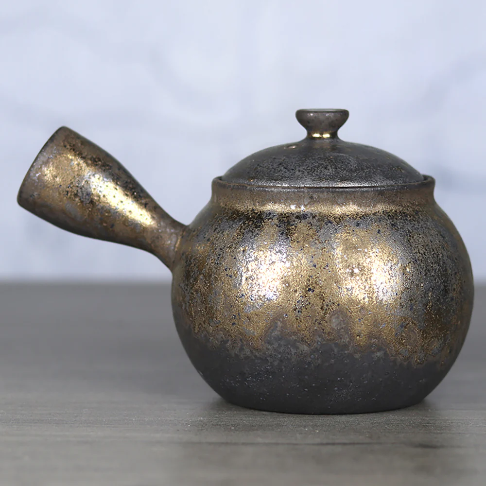 Japanese Pottery Gilded Iron Glaze Teapot - Image 2