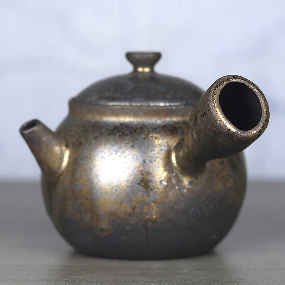 Japanese Pottery Gilded Iron Glaze Teapot - Image 3