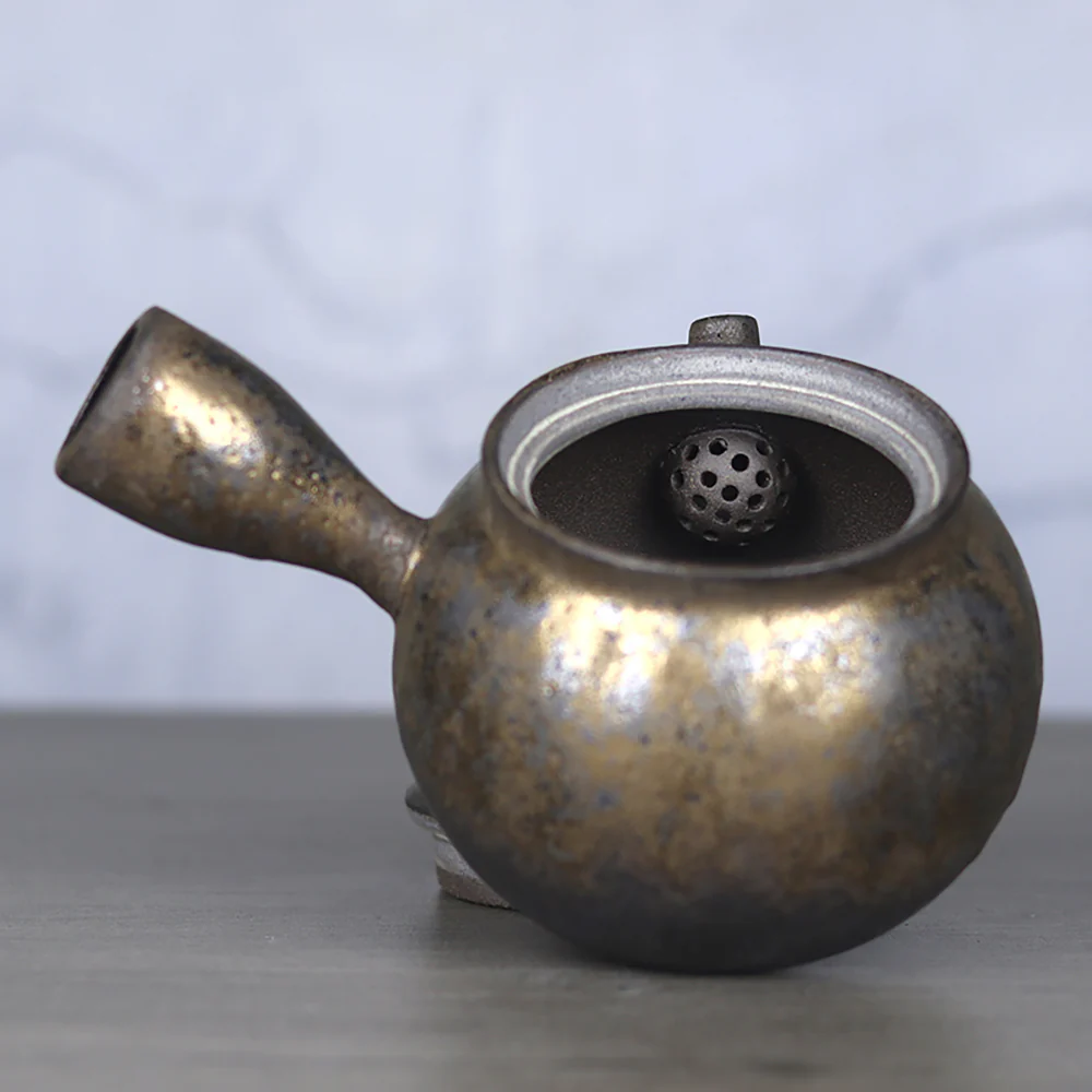 Japanese Pottery Gilded Iron Glaze Teapot - Image 4