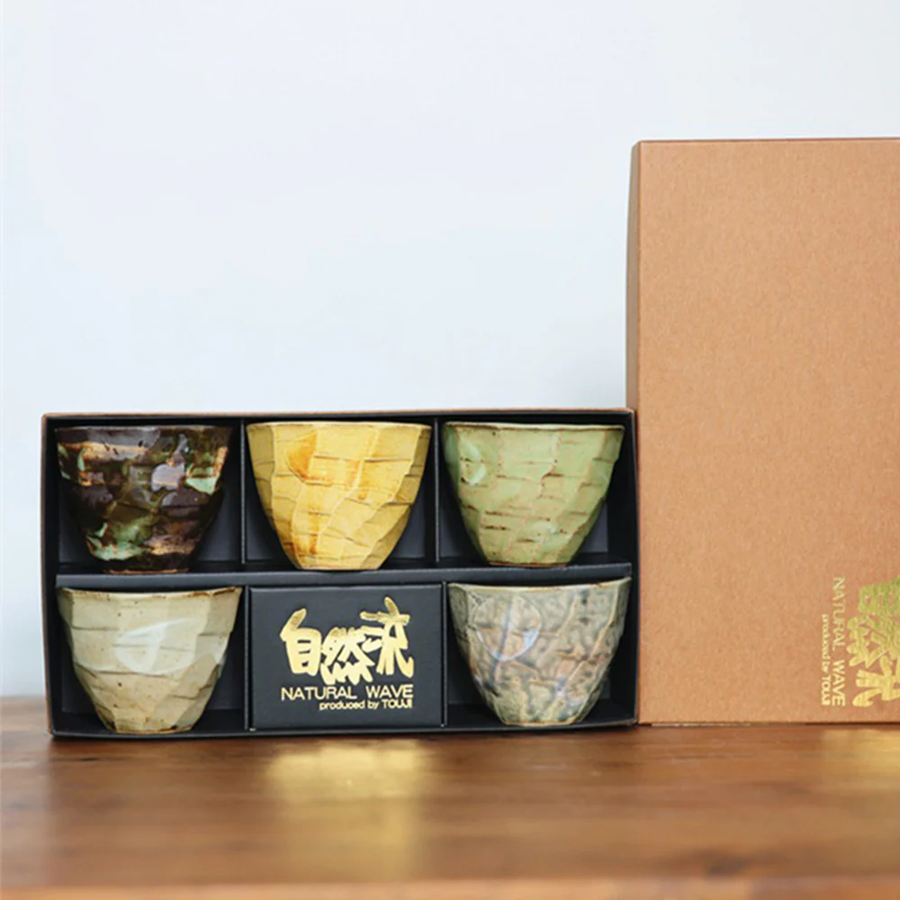 Japanese Seto-Yaki Wabi-Sabi Tea Cup Set of Five - Image 3