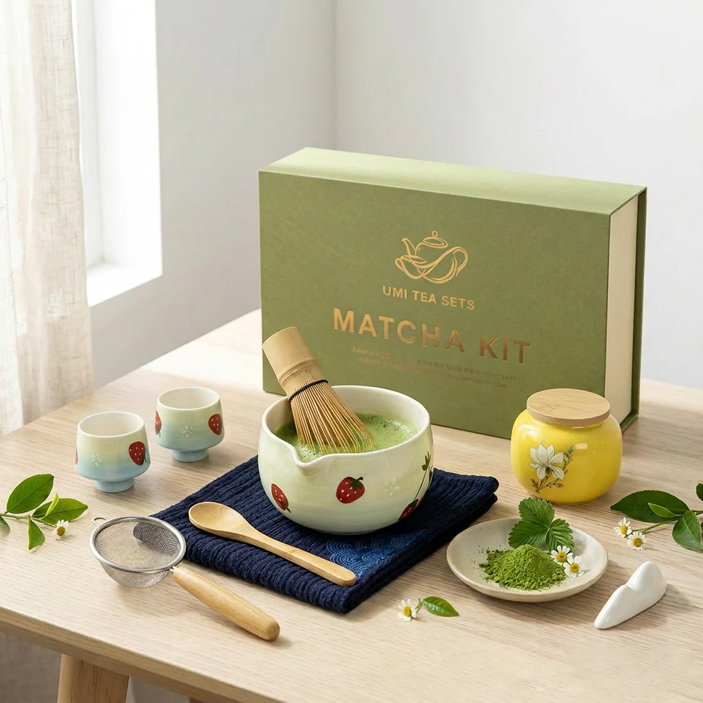 Japanese Strawberry Ceramic Matcha Tea Set