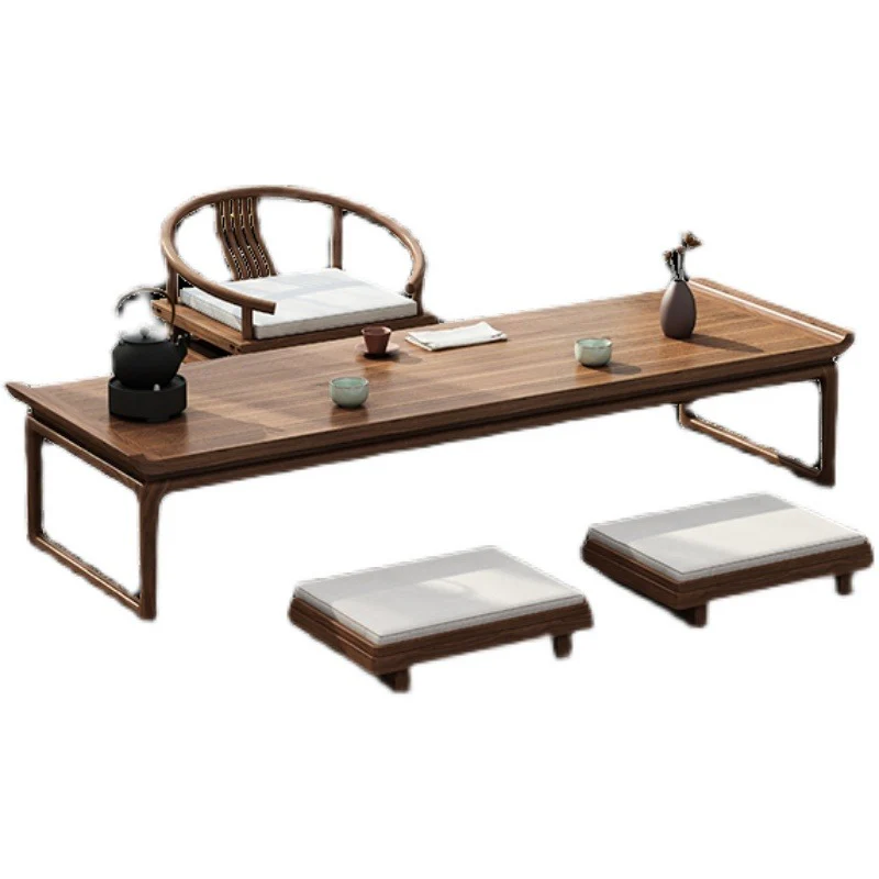 Japanese Style Elm Wood Tatami Low Tea Table Set - Image 8