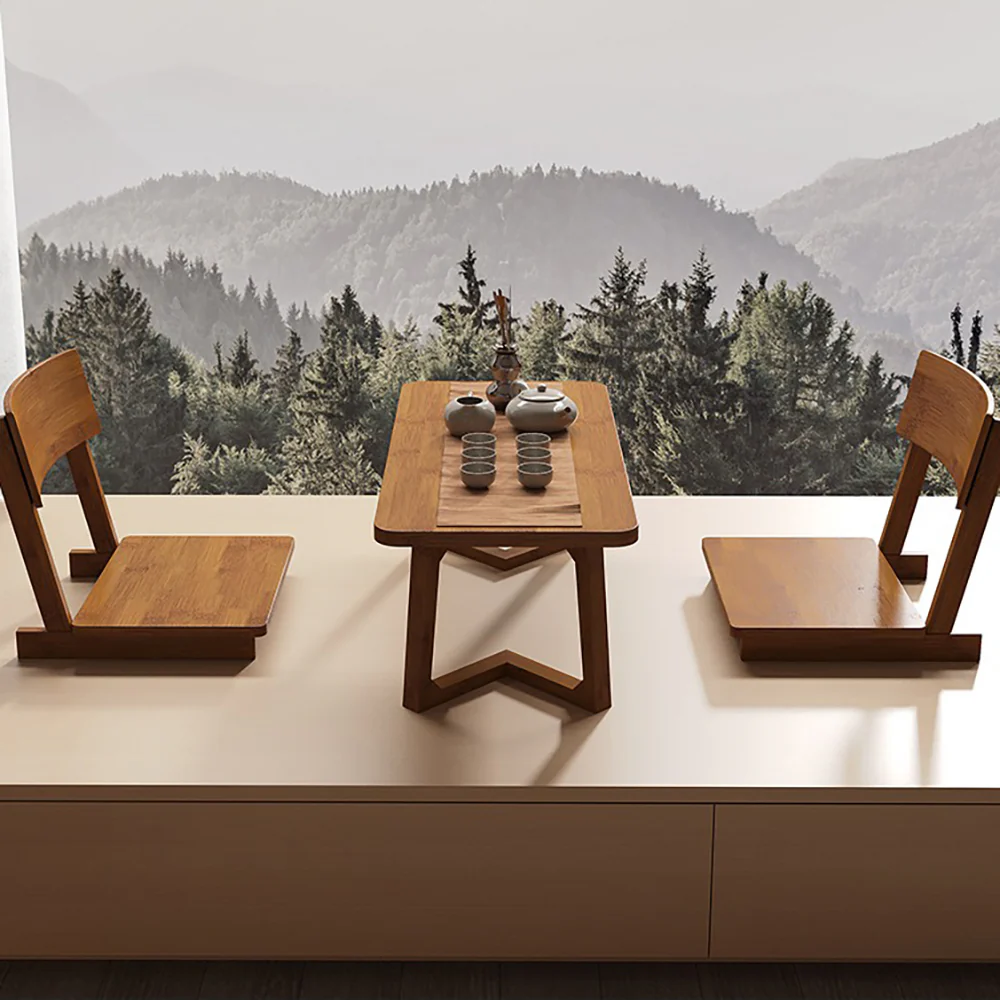 Japanese Style Nan Bamboo Low Tea Table Set - Image 4