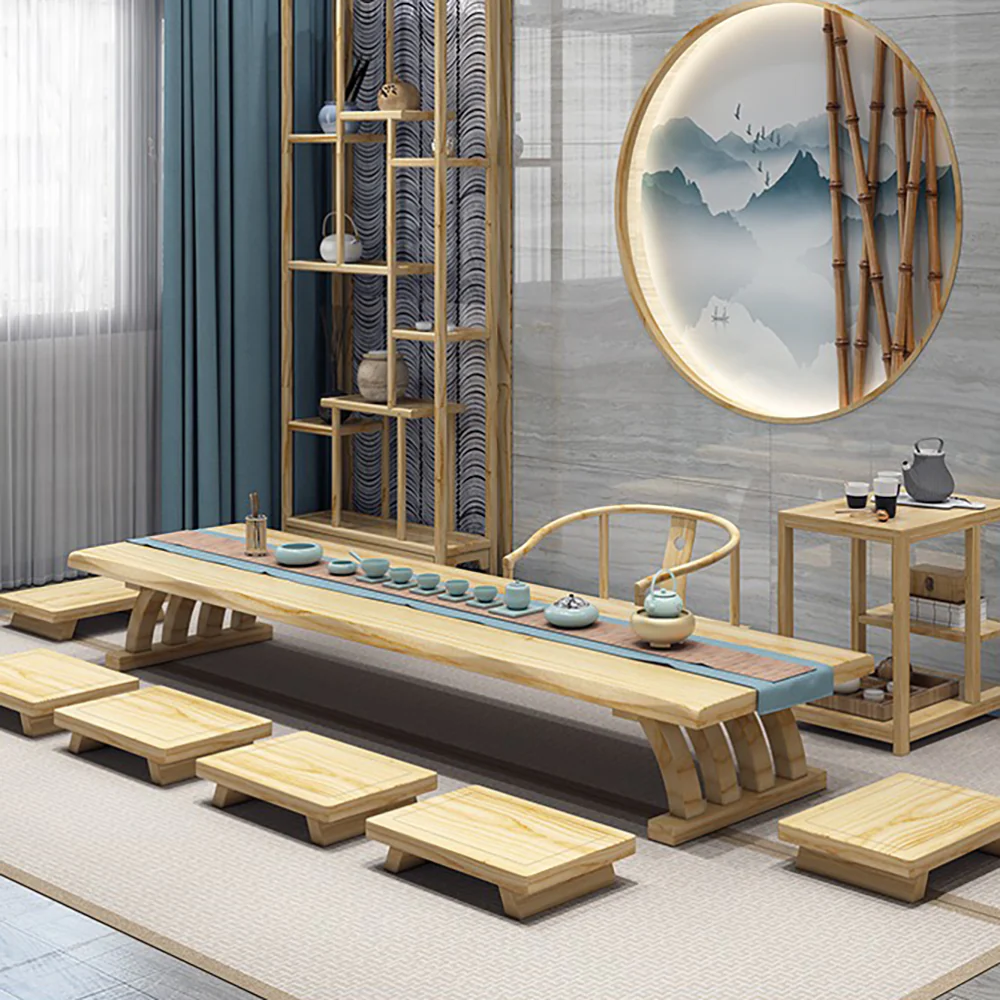 Japanese Style Solid Wood Tatami Tea Table Set - Image 3