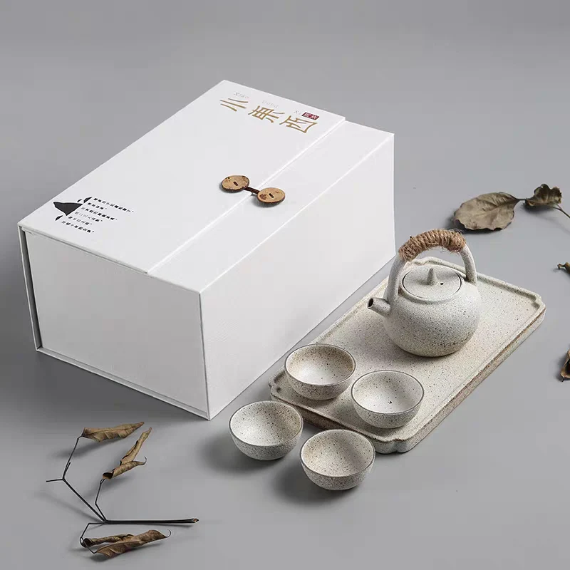 Japanese White Clay Wabi-sabi Tea Set - Image 4