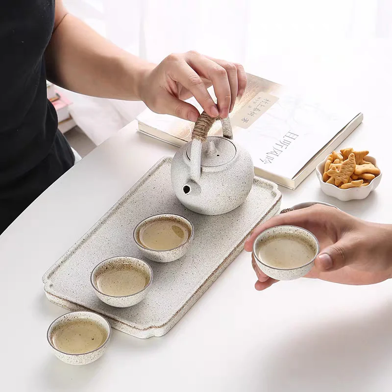 Japanese White Clay Wabi-sabi Tea Set - Image 6
