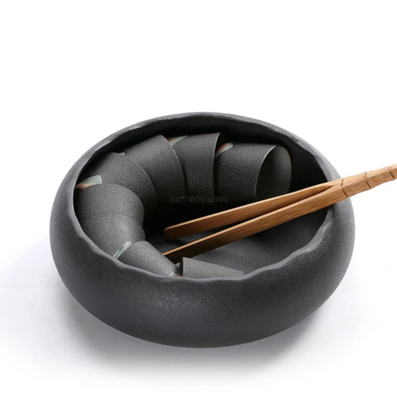 Japanese Zen Black Ceramic Tea Set - Image 4