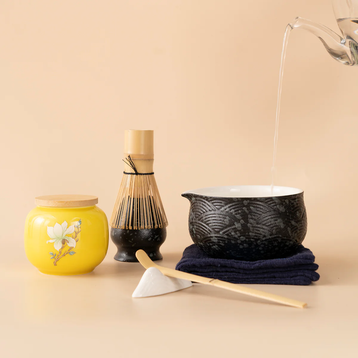 Japanese Zen Black Wave Matcha Tea Set - Image 3