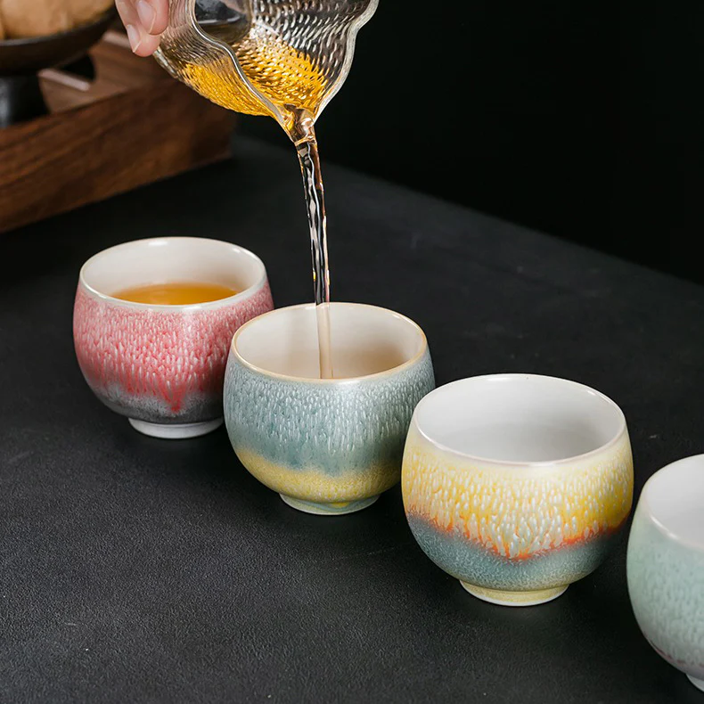 Kiln Alteration Four Color Kung Fu Tea Cup (Set of 4) - Image 10