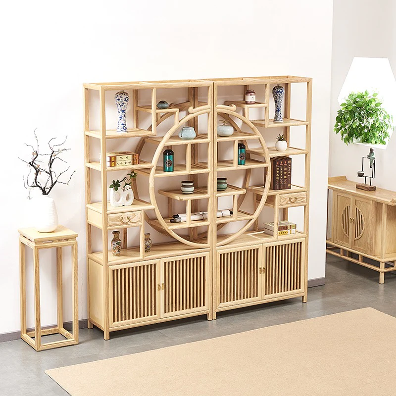 Log Wood Curio Display Cabinet Shelf - Image 3
